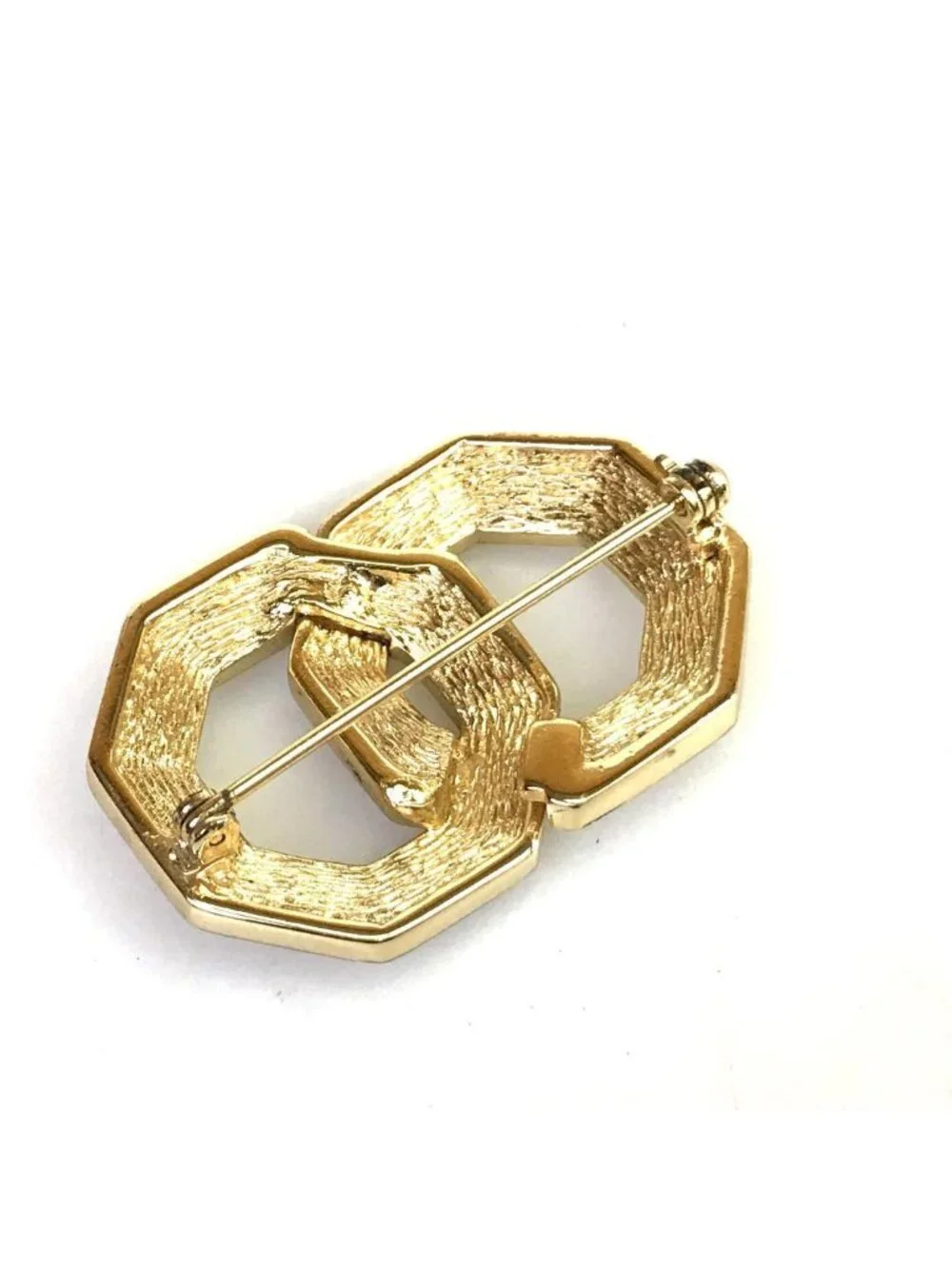 Dior Brooch Gold Interlocking Rhinestone